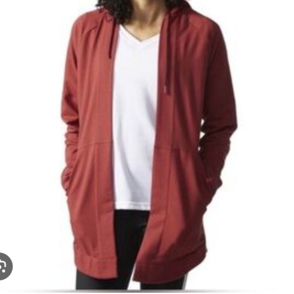Adidas Women’s Open Front Hoodie Jacket – Size Large – Brick Red